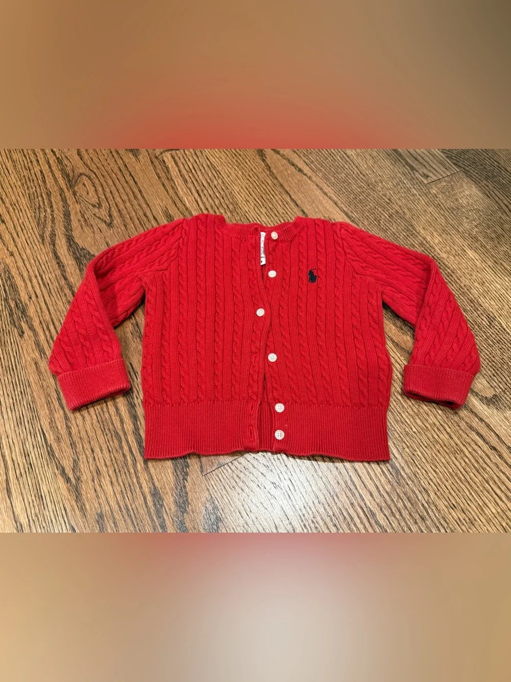 Ralph Lauren 18M Girls’ Red Knitted Button Up Cardigan